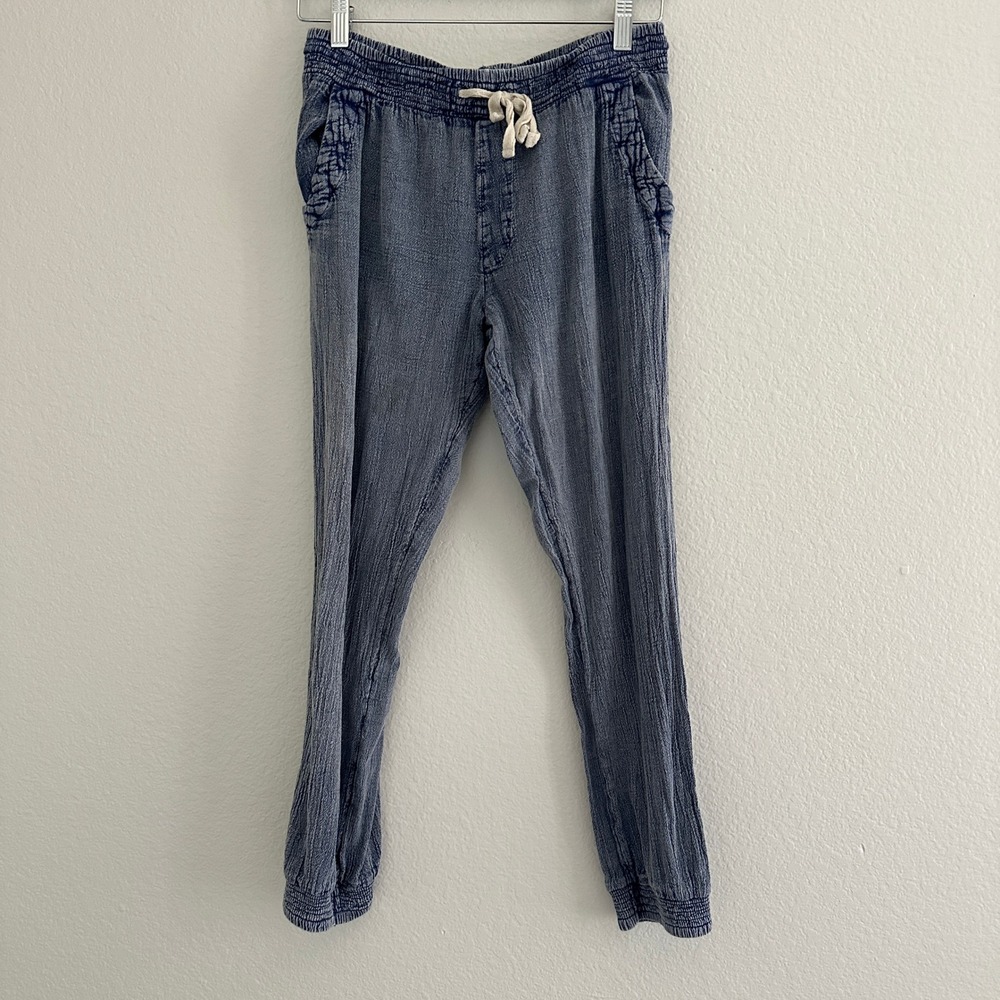 Rip Curl Surf Pants Women Size S Blue Elastic Waist Drawstring Beach Surf Flaw